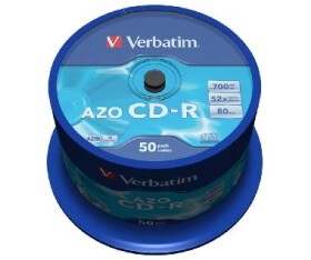 50ks CD-R 700MB AZO Verbatim 52x / Crystal / Spindl (43343)