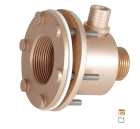 Hugo Lahme průchod stěnou napojení 1½“ int. pro hydromasážní trysku, bronz, hloubka 240 mm, pro keramické bazény
