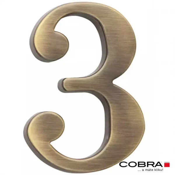 Cislo 3D bronz cesany 3 - 5 cm