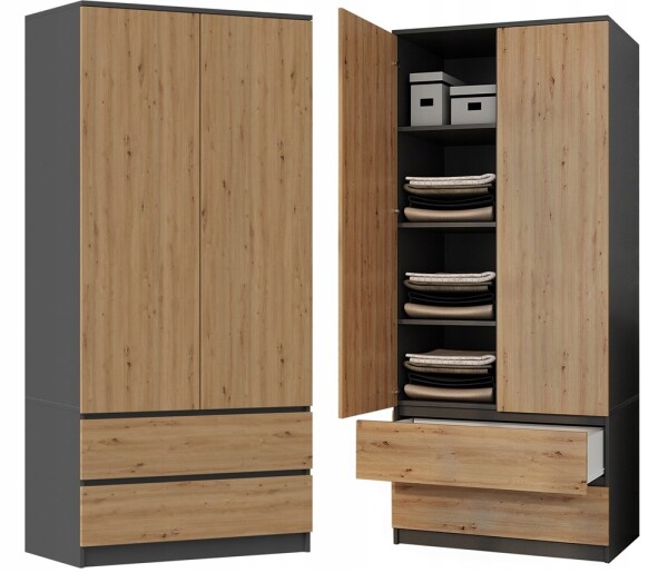 FRONTI Šatní skříň MALWA SS-90 Antracit + dub artisan 15165