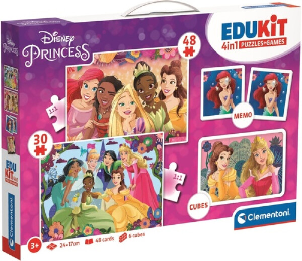 Edukit Princess 4v1 (pexeso, 48 + 30 puzzle, 6 kostek)