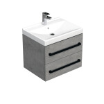Koupelnová skříňka s černou úchytkou a umyvadlem SAT Cube Way 60x53x46 cm beton mat CUBE46C602BEVER CUBE46C602BEVER
