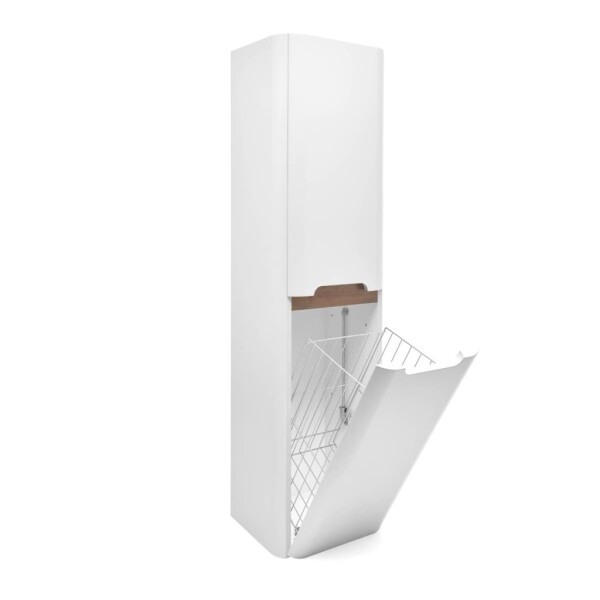 Koupelnová skříňka vysoká s košem na prádlo SAT Fusion 40x149x33 cm bílá mat SATFUSIONV40WK SATFUSIONV40WK