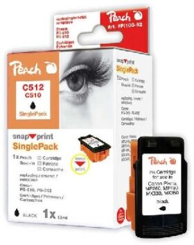 Peach PG-512 / PG-510 / alternativní cartridge bez tiskové hlavy / 13 ml / černá (313720)