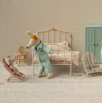 Maileg Pyžamový set pro myšky Maileg Dad Mint / Sand, zelená barva, textil