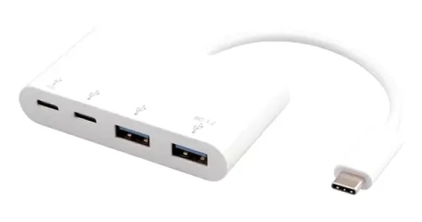 ESTUFF USB-C Hub bílá / 2 x USB 3.2 Type-A / 2 x USB-C / 4 porty (ES625002)