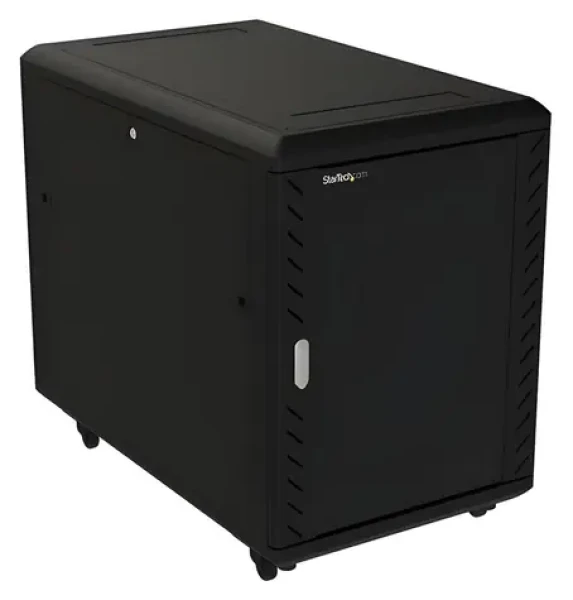 StarTech rack skříň 15U černá / Rozvaděč / volně stojící / kolečka / 600×1000×796 mm / nosnost 800 kg (RK1536BKF)