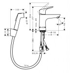 HANSGROHE - Focus E2 Umyvadlová baterie 100, s ruční sprchou Bidette, chrom 31927000