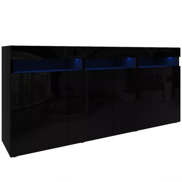 Komoda Izumi 175 BL černá mat/lesk