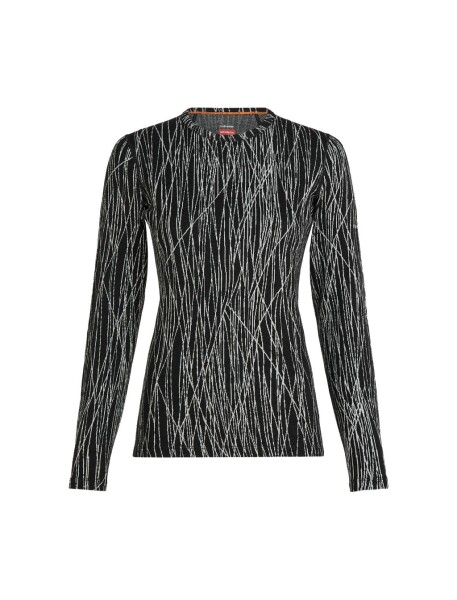 Dámské merino tričko s dlouhým rukávem ICEBREAKER Wmns 260 Vertex LS Crewe Delta AOP, Black/Snow/J velikost: S