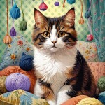 Puzzle Cherry Pazzi 1000 dílků - Knitty Cat (Kočka v přízi)