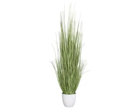 Umělá rostlina v květináči Zebra tráva 115 cm, zeleno-bílá