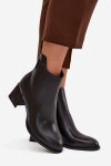 Dámské kožené kotníkové boty na podpatku vyhřívané černé Nolivra 36