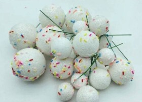 Dortisimo Zapichovací dekorace Koule bílé glitterové s ozdobami různé velikosti (20 ks)