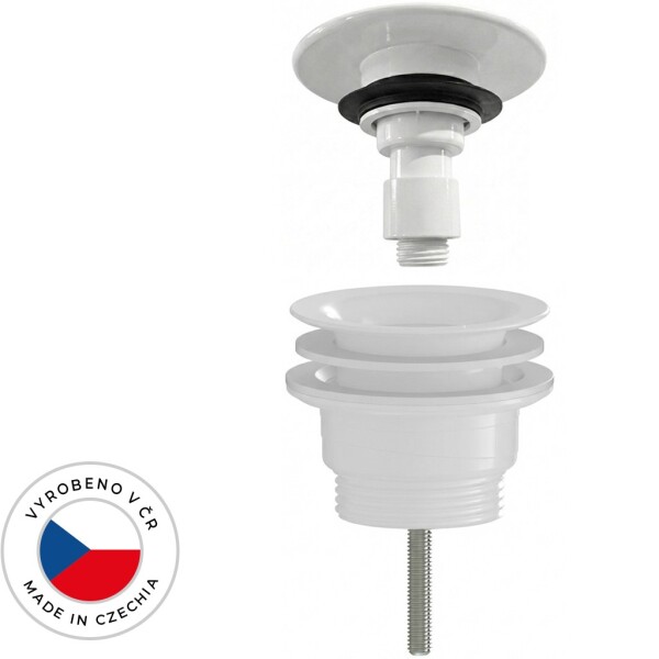 CERANO Umyvadlová výpusť - 5/4“ click-clack - univerzální - neuzavíratelná - plast - bílá lesklá