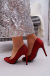 Dámské Lodičky Na Jehlovém Podpatku Lu Boo s Brokátem Červené D-57 Valerii 36