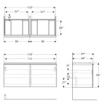 GEBERIT - Acanto Umyvadlová skříňka, 118x54x48 cm, 2 zásuvky, dub 503.007.JH.1