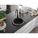 MEXEN/S - Kevin granitový dřez 1 s odkapávačem včetně baterie Savita, černá/stříbrná 6517-73-672601-70-B
