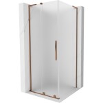 MEXEN/S - Velar L sprchový kout, posuvné dveře 120 x 120, dekor, růžové zlato 871-120-120-33-60