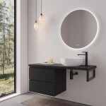CERANO - Koupelnová skříňka Carole - černá matná + deska pod umyvadlo Navira Pro - 36 mm + konzole černá - 140x51,6x46 CER-606204