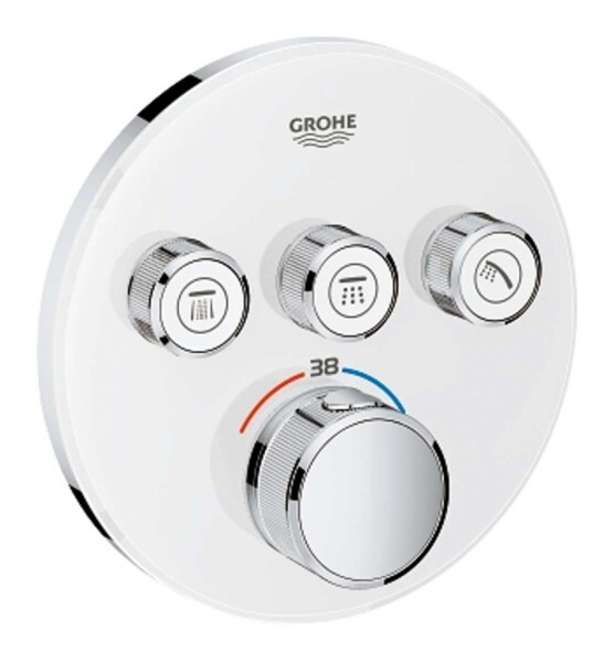 GROHE - Grohtherm SmartControl Termostatická vanová baterie pod omítku se 3 ventily, měsíční bílá 29904LS0
