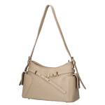 Extravagantní kožená kabelka na rameno Lina, tmavě béžová