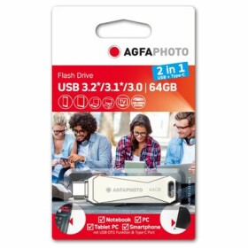 AgfaPhoto USB 3.0 64GB stříbrná / Flash Disk / USB-C 3.0 (10543N)