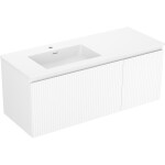MEXEN/S - Rivel koupelnová skříňka 120 cm s umyvadlem Otis levá, 1S, 1D, reliéf, bílá mat 91A23-12047-3-BBFF01-W18L01