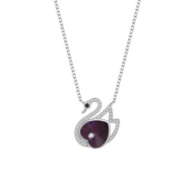 Stříbrný náhrdelník Swarovski Elements Alexa - stříbro 925/1000, labuť, Violet 40 cm + 5 cm (prodloužení)