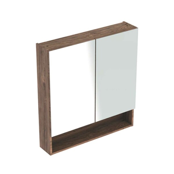 GEBERIT - Selnova Square Zrcadlová skříňka 85x59x18 cm, 2 dvířka, ořech hickory 501.266.00.1