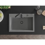 MEXEN/S - Elix granitový dřez 1-miska 700 x 500 mm, šedý, sifon černá 6526701005-71-B
