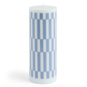 HAY Svíčka Column Candle Large, light blue and dusty blue check