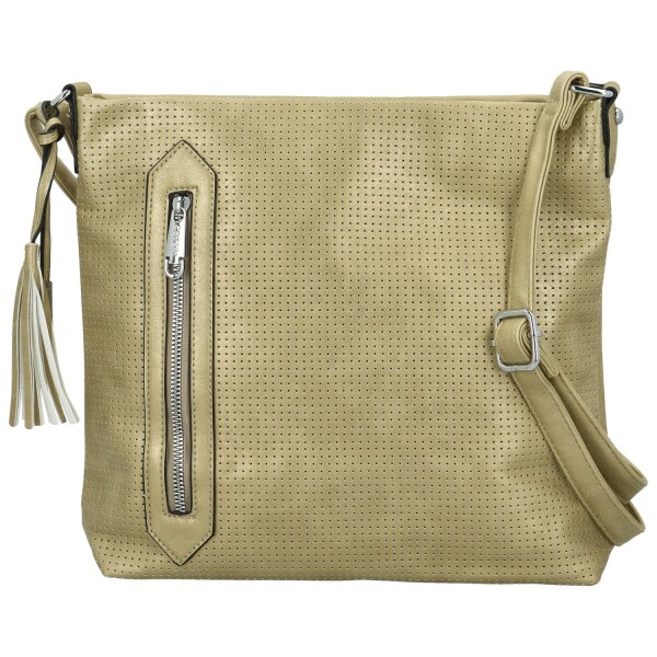 Stylová dámská koženková crossbody kabelka Bessy, zlatá