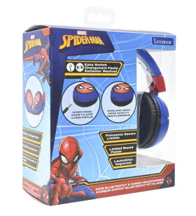 Lexibook 2v1 bluetooth skládací sluchátka Spiderman s limitem hlasitosti - Alltoys Lexibook