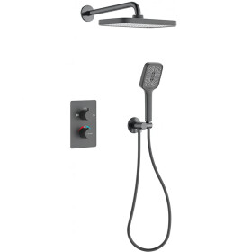 CERANO - Sprchová podomítková souprava Gina - termostatická - box - grafit/gun metal CER-9864