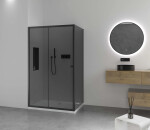 CERANO - Sprchový kout Varone POINT L/P - 6 mm - černá matná, grafitové sklo - 90x100x195 - posuvný CER-429562