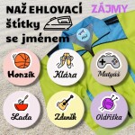 Nálepka k nažehlení na oblečení se jménem ZÁJMY 22mm (42ks)