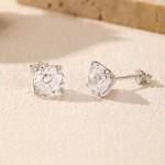 Stříbrné náušnice Ledová růže s čirým krystalem 6/8 mm, Bílá/čirá 8 mm