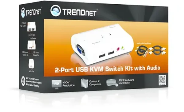 TRENDnet TK-208K / KVM přepínač / 2× PC / USB / VGA / audio / 2048×1536 (TK-209K)