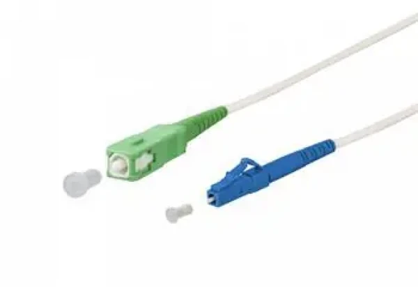 OEM SC-LC 3 m bílá / Optický patch kabel / Simplex / SM 9/125 / SC-APC, LC-UPC / Armovaný, LSZH (442)