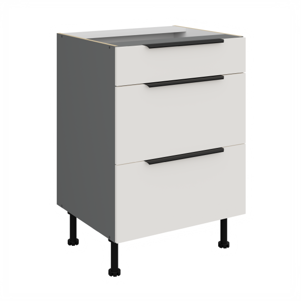 Spodní skříňka Aria ANT 60 D 3S BB - Premium Box Barva korpusu: Antracit, Barva dvířek: WH - Crystal white AFM