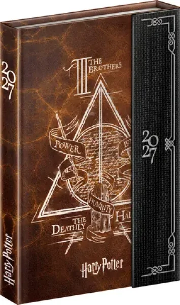 NOTIQUE Týdenní magnetický diář Harry Potter – Relikvie smrti 2027 / Diář / 11 × 16 cm / Magnetické uzavírání