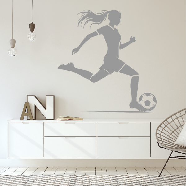 Samolepka Fotbalistka Barva: šedá, Velikost: 80 x 84 cm