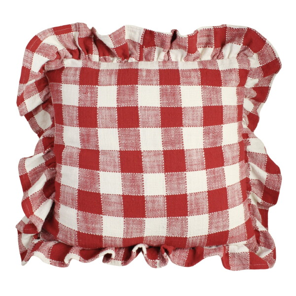 Strömshaga Povlak na polštář Ida Check Red/White 45 × 45 cm, červená barva, textil