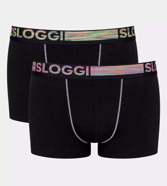 Pánské boxerky GO ABC Natural B Hipster 2P - BLACK - černé 0004 - SLOGGI BLACK L