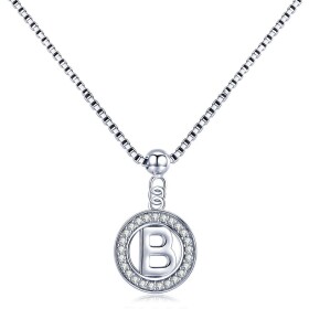 Stříbrný náhrdelník písmeno B - stříbro 925/1000, Stříbrná 45 cm B