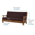 Super strečové potahy NIAGARA čokoládová trojkřeslo s dřevěnými rukojeťmi (š. 160 - 200 cm)