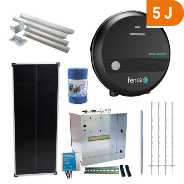 Expert sada solární ohradník - Kompletní přenosná schránka + 5J zdroj, panel 100 W, lanko 3 mm