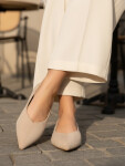Dámské semišové baleríny ZY1426 béžové - FashionStreet 38