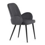 Židle jidelní, šedá látka, černá kovová noha